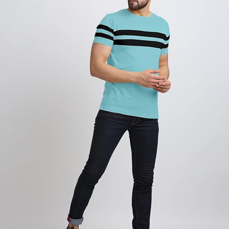 T-Shirt for Mens Double Stripes on Chest